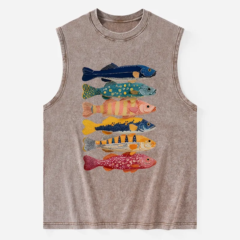 Tokyo-Tiger Colorful Fish Art Collection Washed Tank