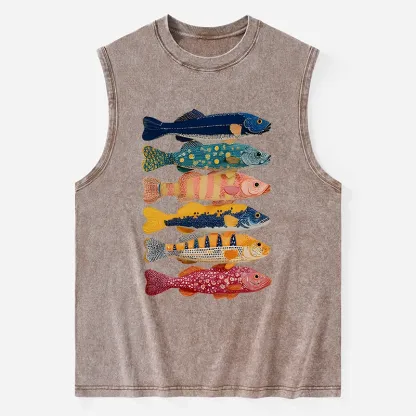 Tokyo-Tiger Colorful Fish Art Collection Washed Tank