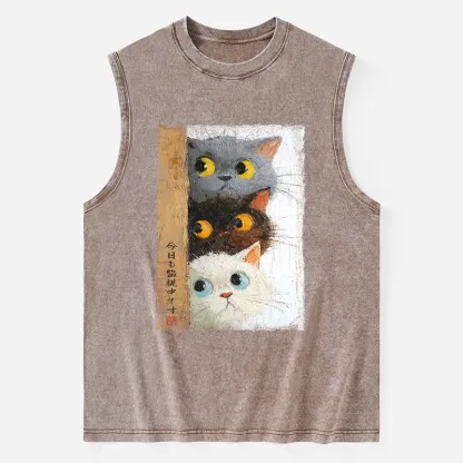 Tokyo-Tiger Three Cute Cats Watch You Washed Tank