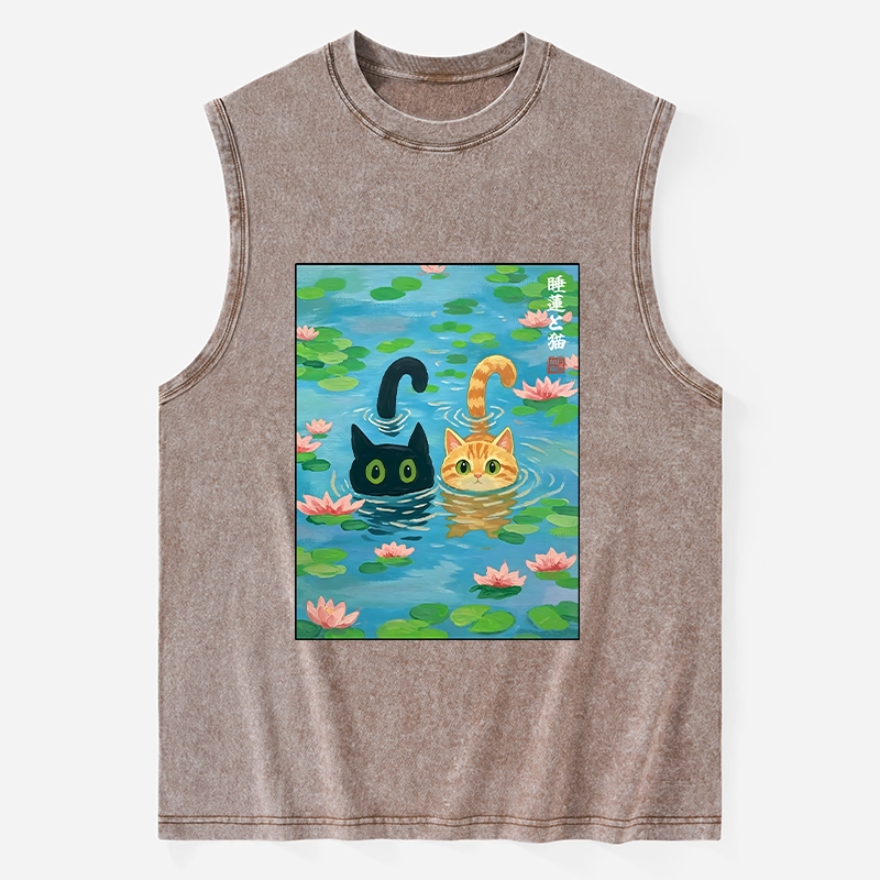 Tokyo-Tiger Cats In The Lotus Pond Washed Tank