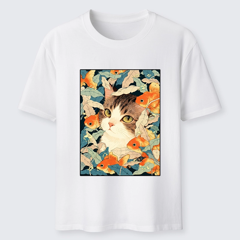 Tokyo-Tiger Cat Surrounded By Goldfish Classic T-Shirt
