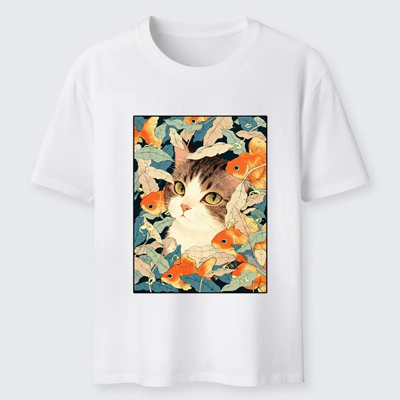 Tokyo-Tiger Cat Surrounded By Goldfish Classic T-Shirt Sale