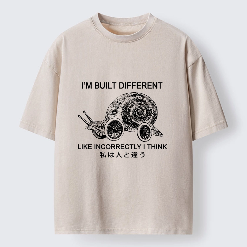 Tokyo-Tiger Snail Built Different With Wheels Joke Washed T-Shirt