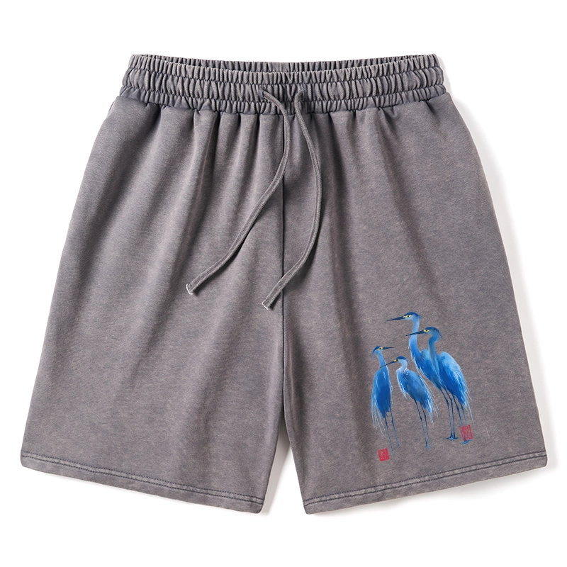 Tokyo-Tiger Flocks Of Great Blue Herons Washed Shorts