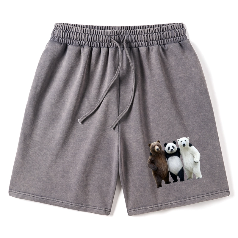 Tokyo-Tiger Three Bears Stand Together Washed Shorts