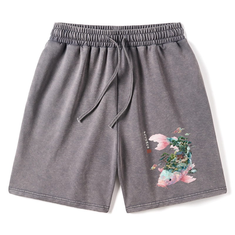 Tokyo-Tiger Journey Of The Flowing Koi Washed Shorts
