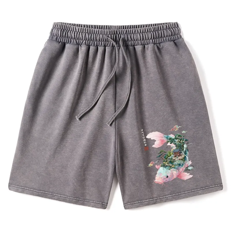 Tokyo-Tiger Journey Of The Flowing Koi Washed Shorts
