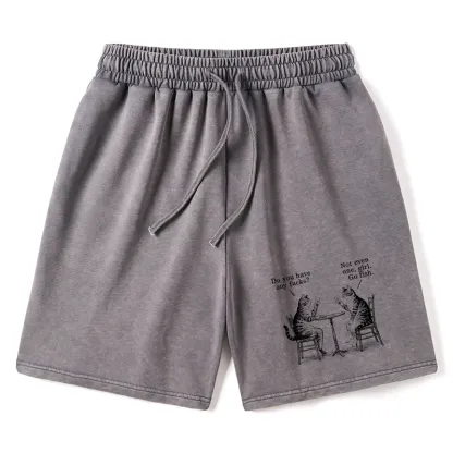 Tokyo-Tiger Cat Poker Night Washed Shorts