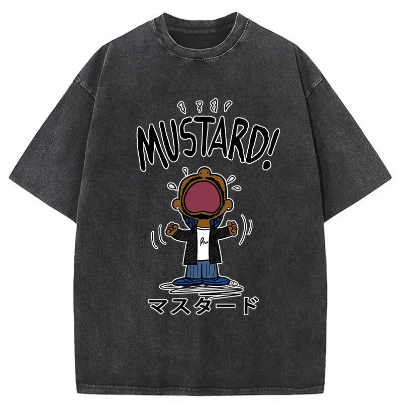 Tokyo-Tiger Mustard Funny kanji Washed T-Shirt