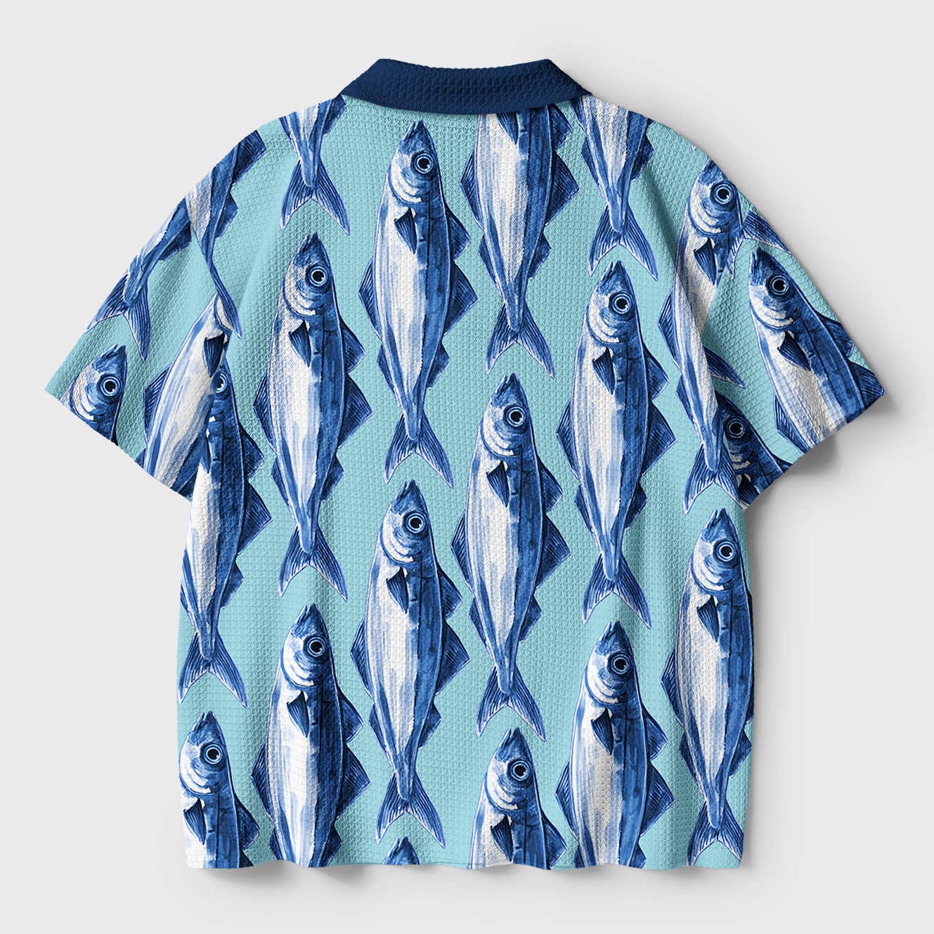 Tokyo-Tiger School Of Fish Crochet Polo Shirt