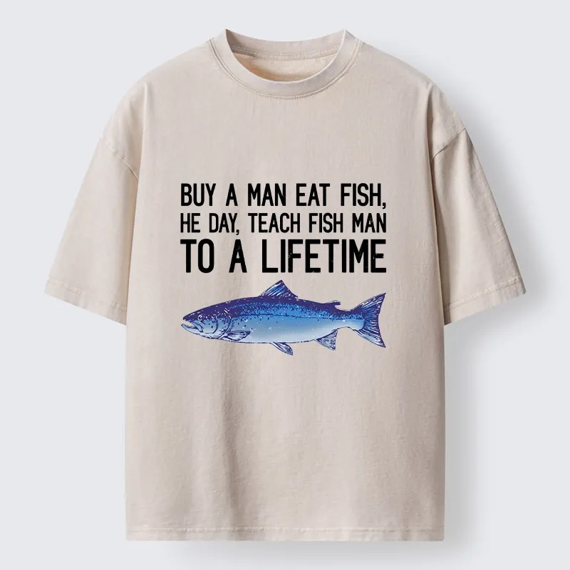 Tokyo-Tiger Sarcastic Fish Proverb Meme With Salmon Washed T-Shirt Sale
