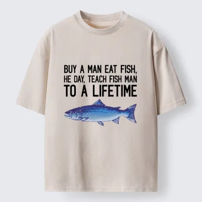 Tokyo-Tiger Sarcastic Fish Proverb Meme With Salmon Washed T-Shirt