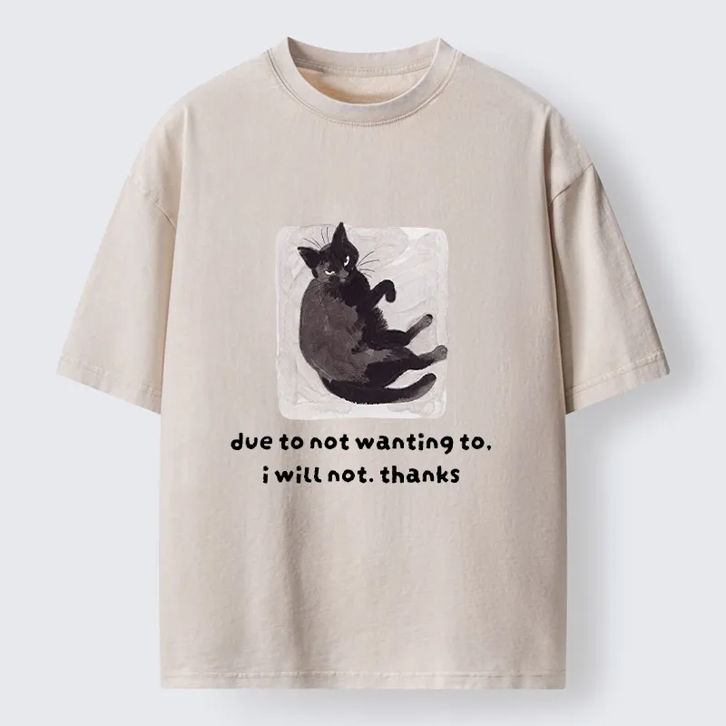 Tokyo-Tiger Cat Says No Thanks Funny Vibe Washed T-Shirt Sale