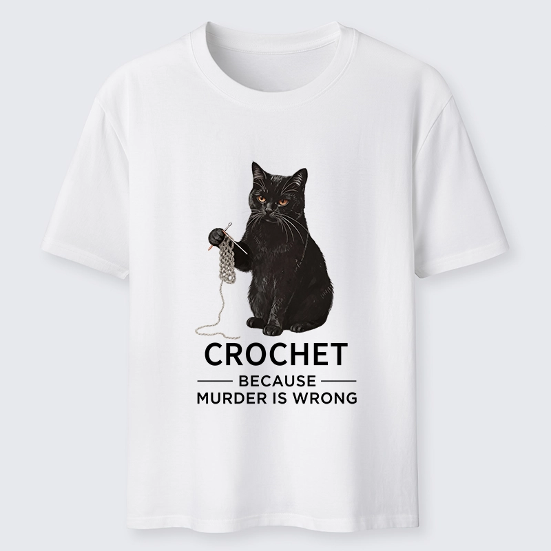 Tokyo-Tiger Cat Crocheting To Avoid Trouble Classic T-Shirt