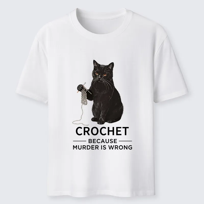 Tokyo-Tiger Cat Crocheting To Avoid Trouble Classic T-Shirt