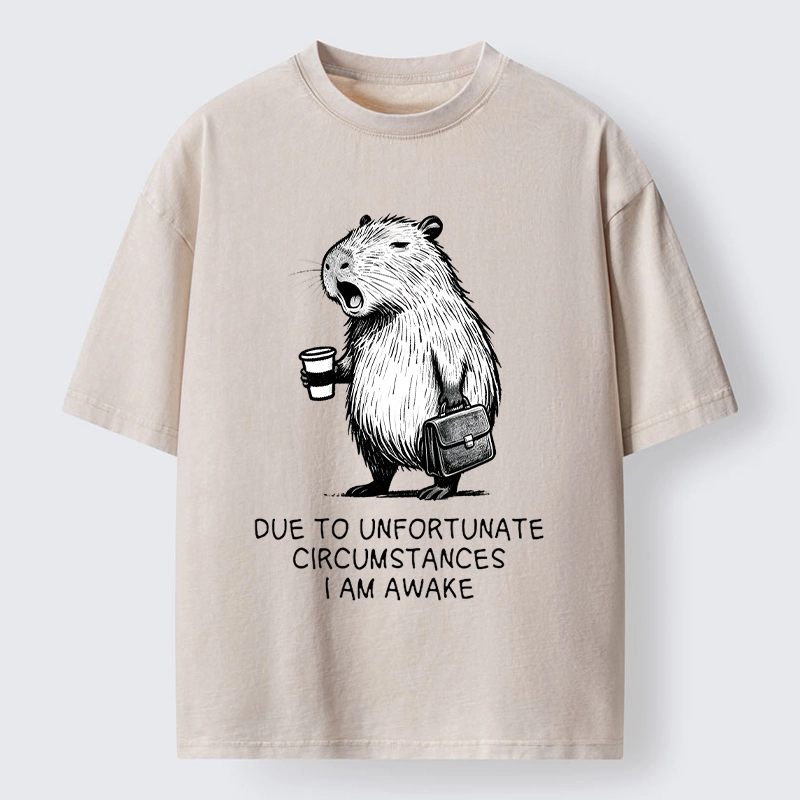 Tokyo-Tiger Capybara Is Awake Against Its Will Washed T-Shirt