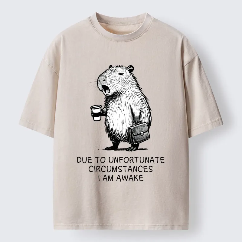 Tokyo-Tiger Capybara Is Awake Against Its Will Washed T-Shirt