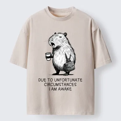 Tokyo-Tiger Capybara Is Awake Against Its Will Washed T-Shirt
