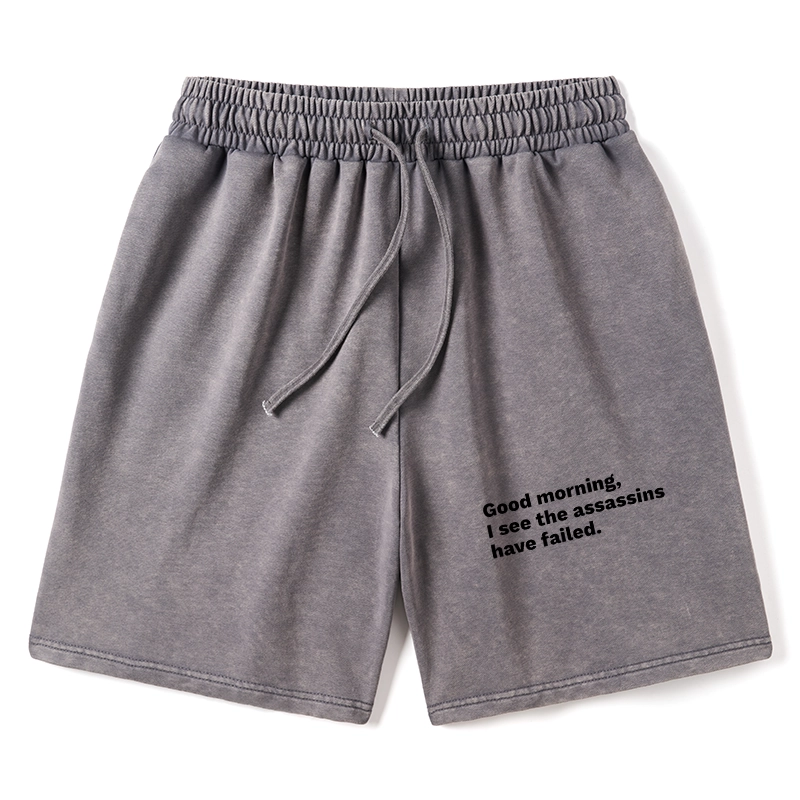 Tokyo-Tiger Assassins Failed Morning Quote Art Washed Shorts