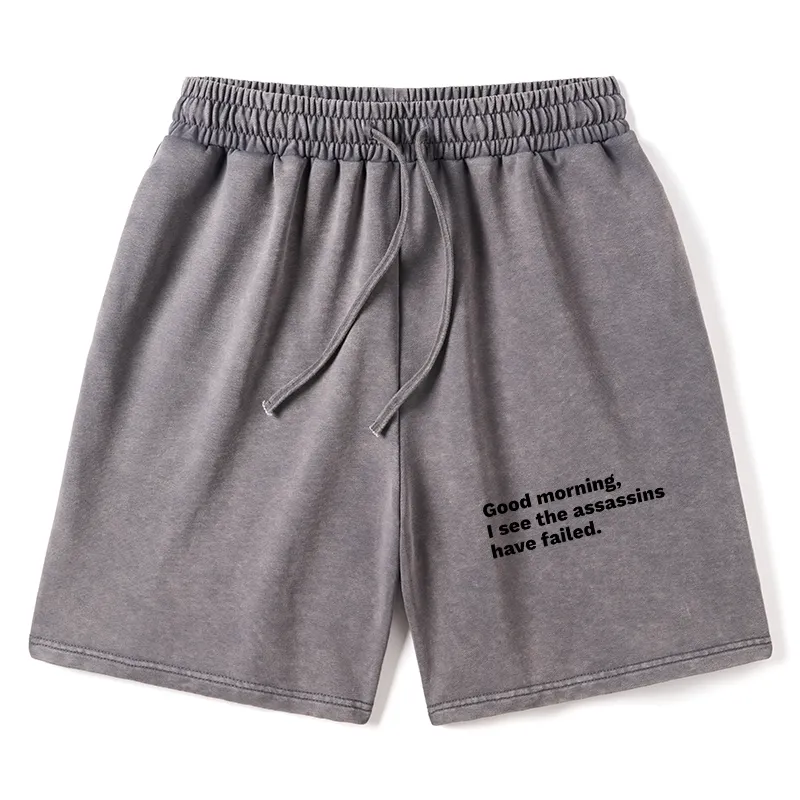 Tokyo-Tiger Assassins Failed Morning Quote Art Washed Shorts