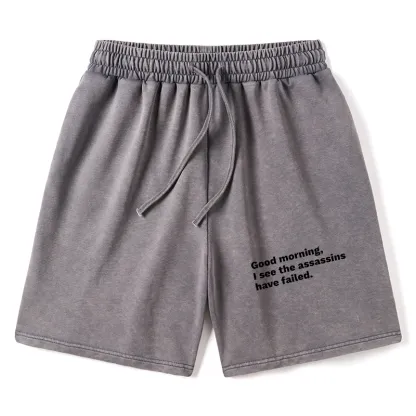 Tokyo-Tiger Assassins Failed Morning Quote Art Washed Shorts