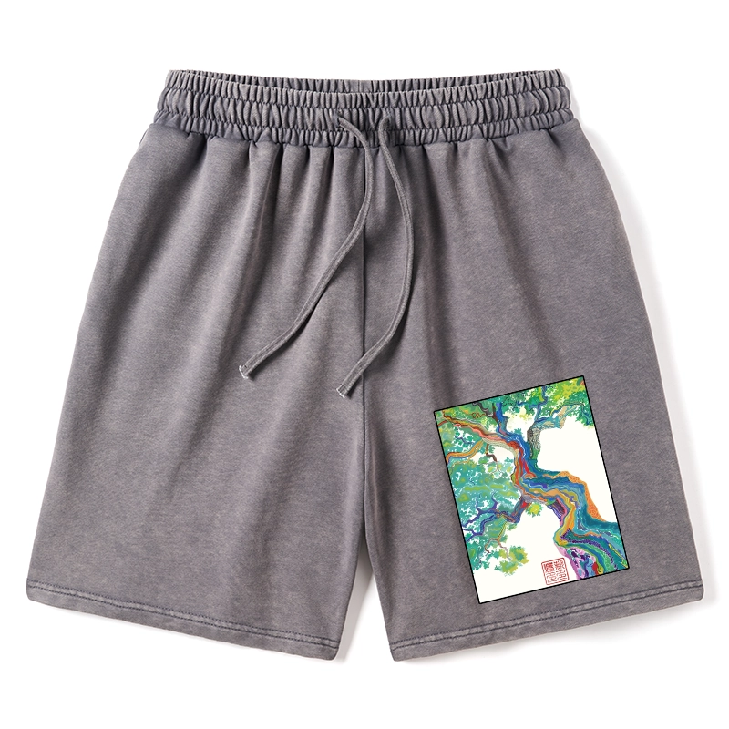 Tokyo-Tiger Colorful Magic Tree Washed Shorts