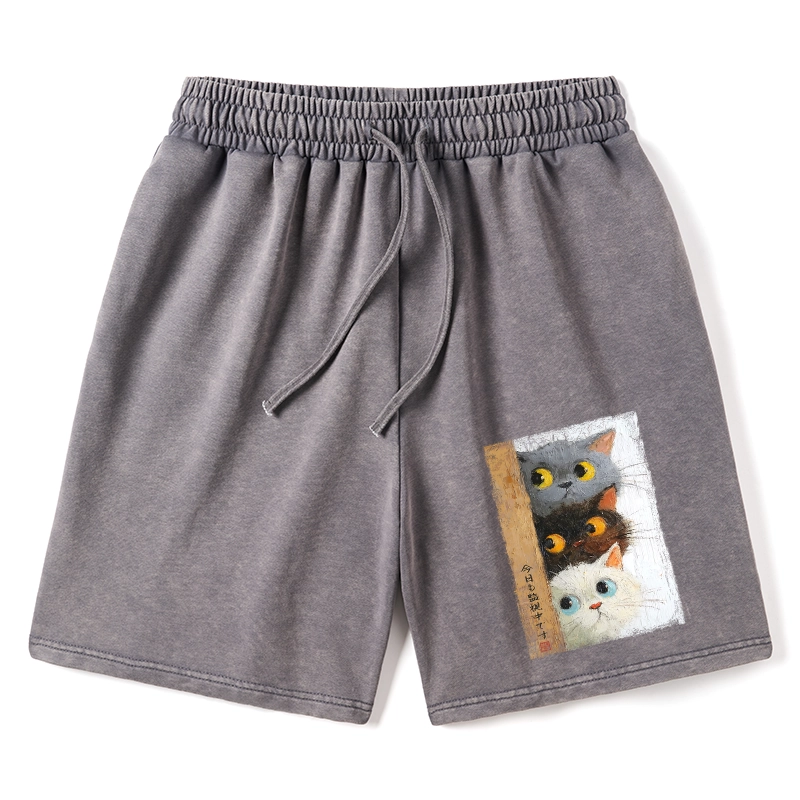 Tokyo-Tiger Three Cute Cats Watch You Washed Shorts