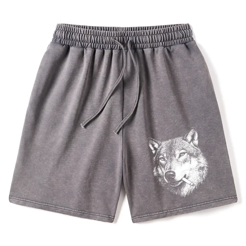 Tokyo-Tiger Cool Wolf Meme Bad Decisions Pending Washed Shorts