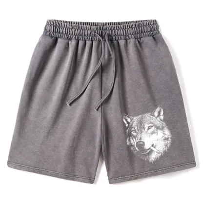 Tokyo-Tiger Cool Wolf Meme Bad Decisions Pending Washed Shorts