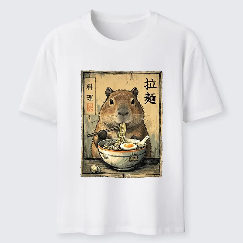 Tokyo-Tiger Capybara Enjoying A Bowl Of Ramen Classic T-Shirt