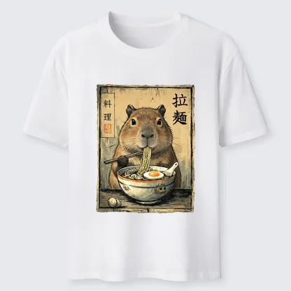 Tokyo-Tiger Capybara Enjoying A Bowl Of Ramen Classic T-Shirt