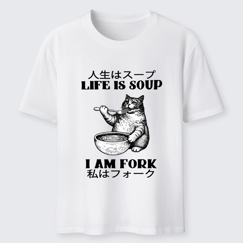 Tokyo-Tiger Cat Eating Soup With A Fork Classic T-Shirt