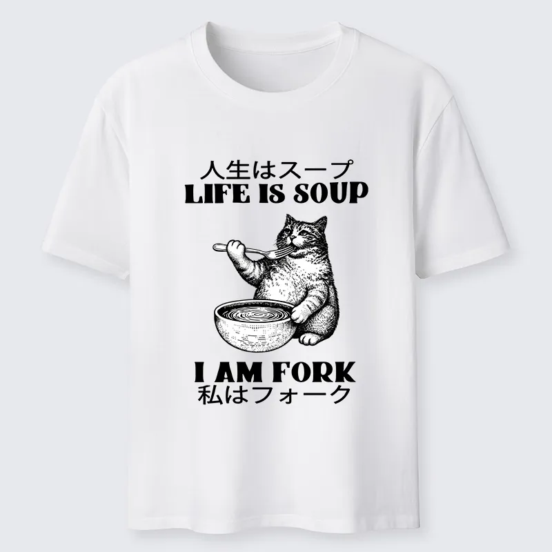 Tokyo-Tiger Cat Eating Soup With A Fork Classic T-Shirt Sale