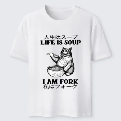 Tokyo-Tiger Cat Eating Soup With A Fork Classic T-Shirt
