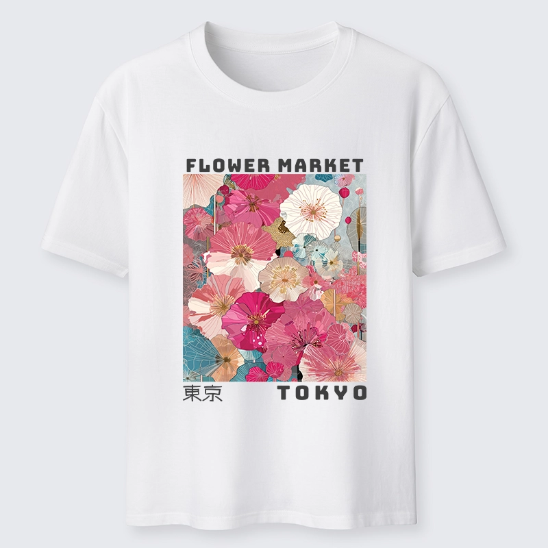 Tokyo-Tiger Market Colorful Floral Art Classic T-Shirt