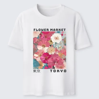 Tokyo-Tiger Market Colorful Floral Art Classic T-Shirt