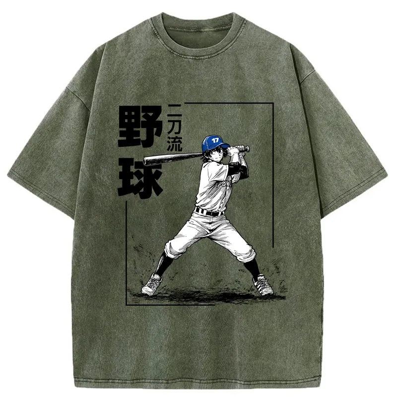 Tokyo-Tiger Two-way Baseball Player Washed T-Shirt