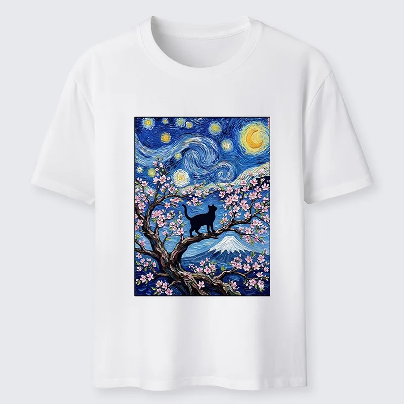Tokyo-Tiger Van Gogh Style Cat With Mount Fuji Classic T-Shirt