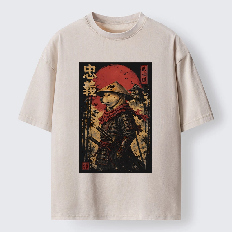 Tokyo-Tiger Loyal Samurai Dog With A Sword Washed T-Shirt