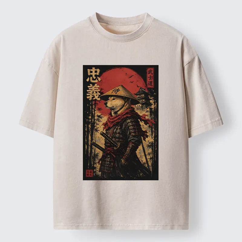 Tokyo-Tiger Loyal Samurai Dog With A Sword Washed T-Shirt Sale