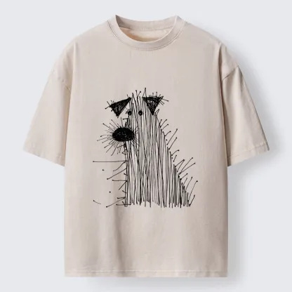 Tokyo-Tiger Wild And Woolly Hand Drawn Dog Washed T-Shirt