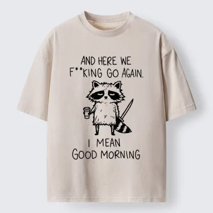 Tokyo-Tiger Coffee First Questions Later Raccoon Washed T-Shirt