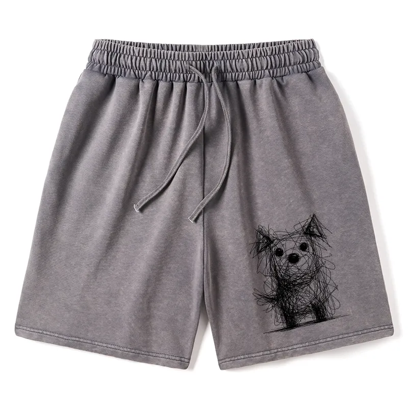 Tokyo-Tiger Scruffy Dog Chaos Art Washed Shorts