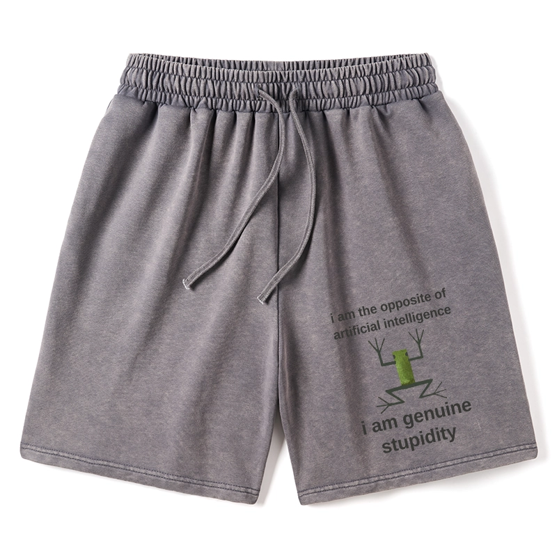 Tokyo-Tiger Genuine Stupidity Frog Meme Washed Shorts