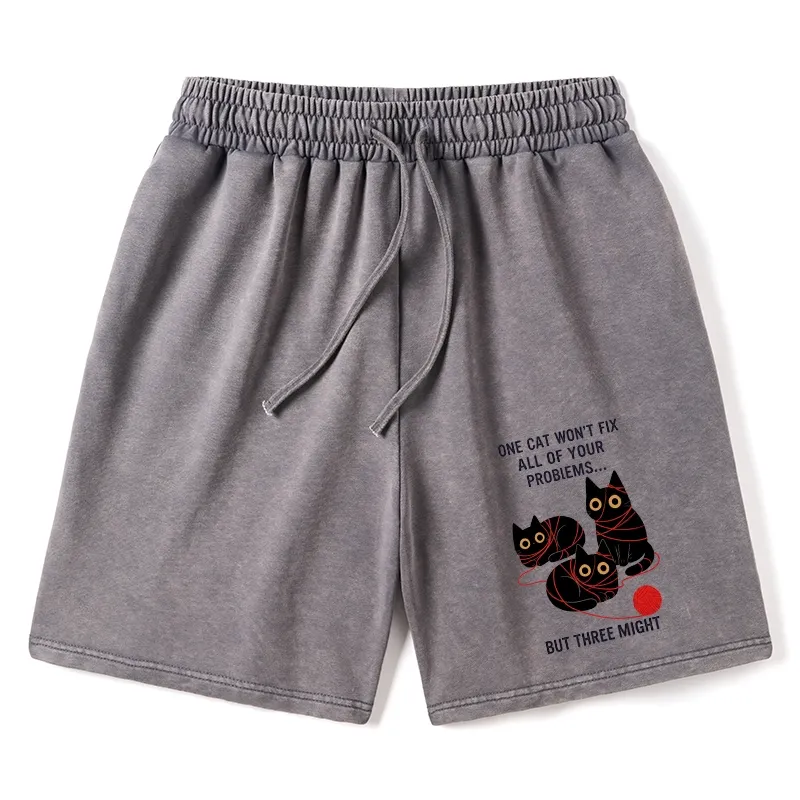 Tokyo-Tiger Three Cats Fix All Problems Washed Shorts