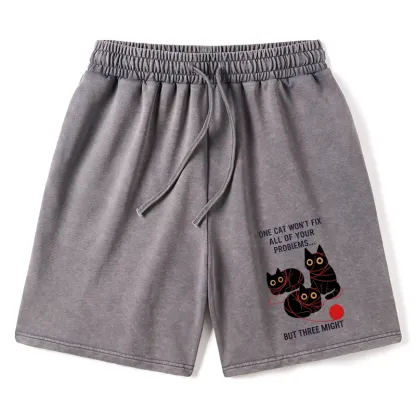 Tokyo-Tiger Three Cats Fix All Problems Washed Shorts