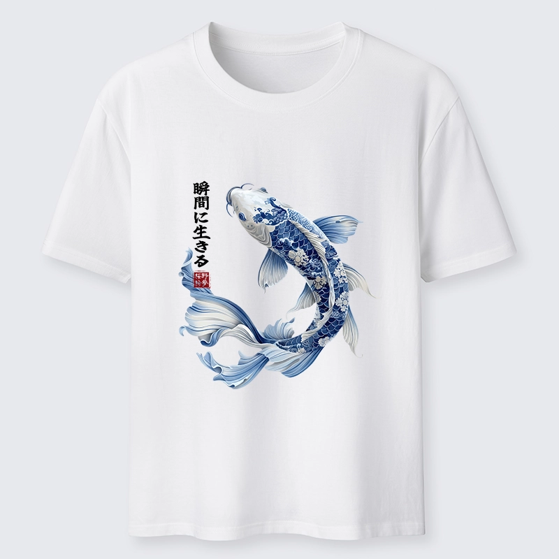 Tokyo-Tiger Blue And White Koi Fish Japanese Art Print Classic T-Shirt