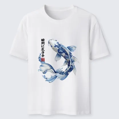 Tokyo-Tiger Blue And White Koi Fish Japanese Art Print Classic T-Shirt