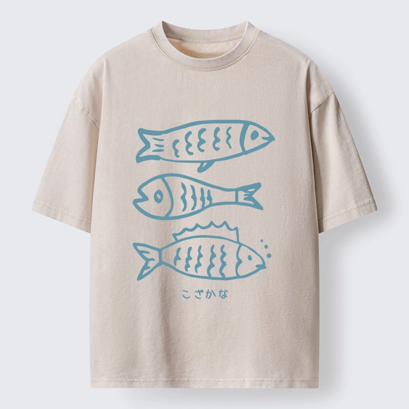 Tokyo-Tiger Three Simple Fish Swimming In The Sea Washed T-Shirt
