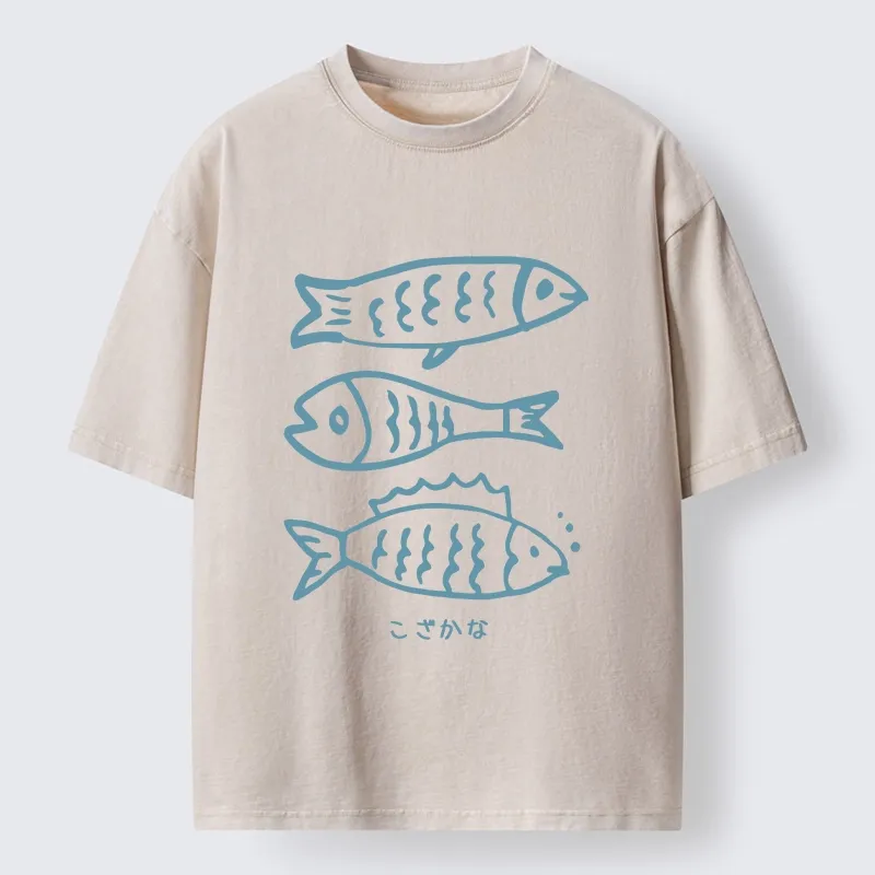 Tokyo-Tiger Three Simple Fish Swimming In The Sea Washed T-Shirt
